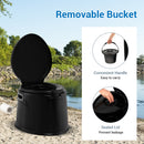 Portable Travel Toilet with Detachable Inner Bucket and Removable Toilet Paper Holder-Black