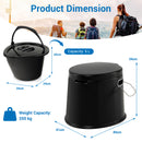 Portable Travel Toilet with Detachable Inner Bucket and Removable Toilet Paper Holder-Black