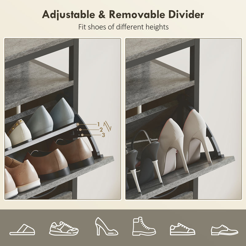 HOMCOM Shoe Cabinet with 4 Flip Drawers, Holds 12-20 Pairs