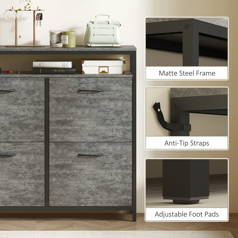 HOMCOM Shoe Cabinet with 4 Flip Drawers, Holds 12-20 Pairs