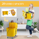 HOMCOM Mop Bucket with Wringer on Wheels for Floor Cleaning 20 Litre Yellow