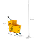 HOMCOM Mop Bucket with Wringer on Wheels for Floor Cleaning 20 Litre Yellow