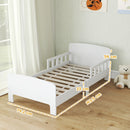 AIYAPLAY Kids Toddler Bed Frame with Safety Side Rails for 3-8 Years, White