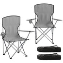 Outsunny Camping Chair Set of 2 Portable Folding Grey