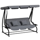 Outsunny 2-in-1 Garden Swing Chair for 3 Person w/ Adjustable Canopy Grey