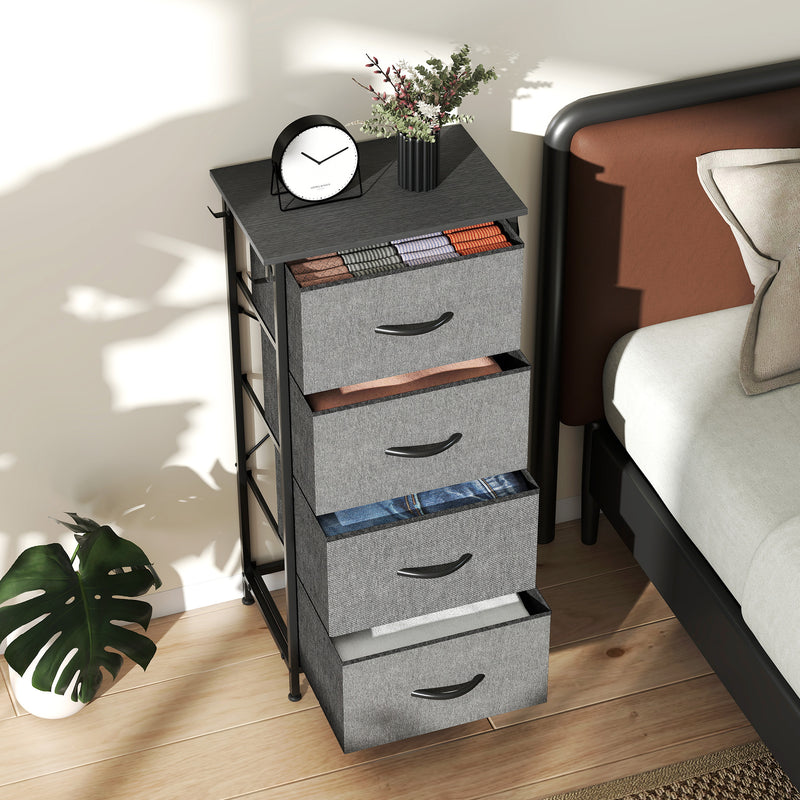 HOMCOM Fabric Chest of Drawers, 4 Drawer Dresser for Bedroom