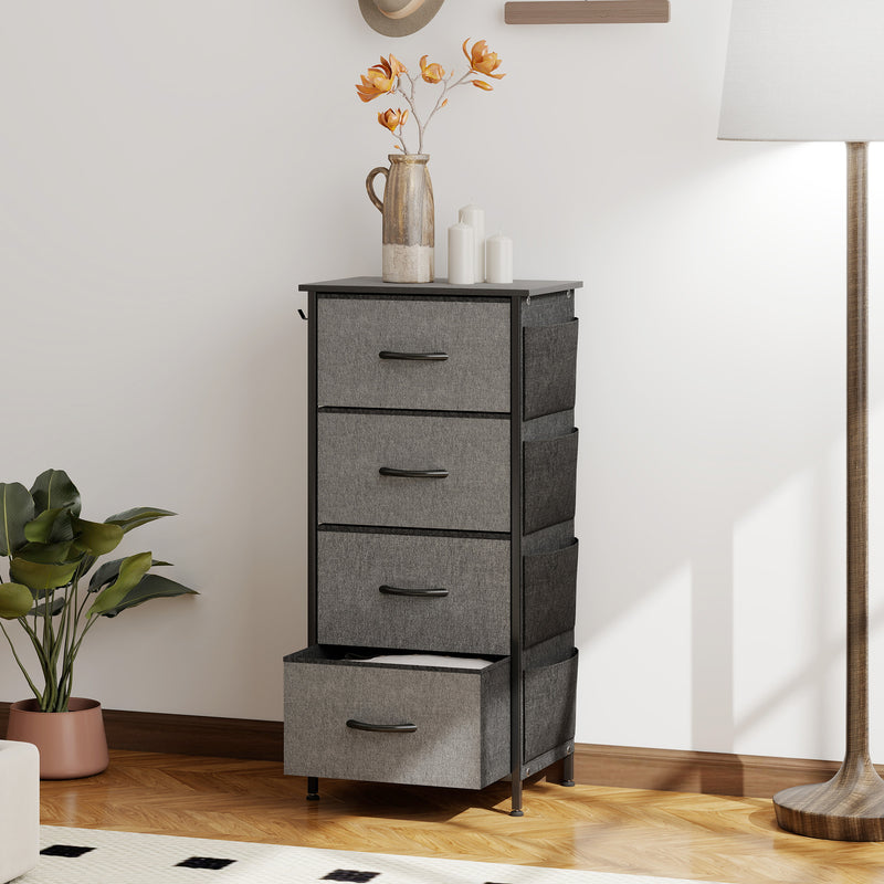 HOMCOM Fabric Chest of Drawers, 4 Drawer Dresser for Bedroom