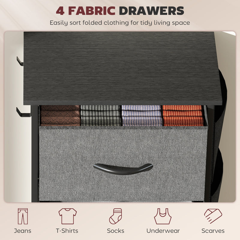 HOMCOM Fabric Chest of Drawers, 4 Drawer Dresser for Bedroom