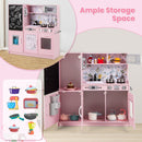 Toddler Pretend Kitchen Playset with Accessories and Simulated Sounds-Cream Pink
