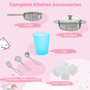 Toddler Pretend Kitchen Playset with Accessories and Simulated Sounds-Cream Pink
