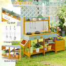 Pretend Mud Kitchen Play Kitchen with Removable Sink and Planter Boxes-Yellow