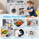 Pretend Play Kitchen with Ice Maker and Cooking Stove for Kids-White