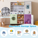 Pretend Play Kitchen with Ice Maker and Cooking Stove for Kids-White