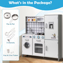 Pretend Play Kitchen with Ice Maker and Cooking Stove for Kids-White