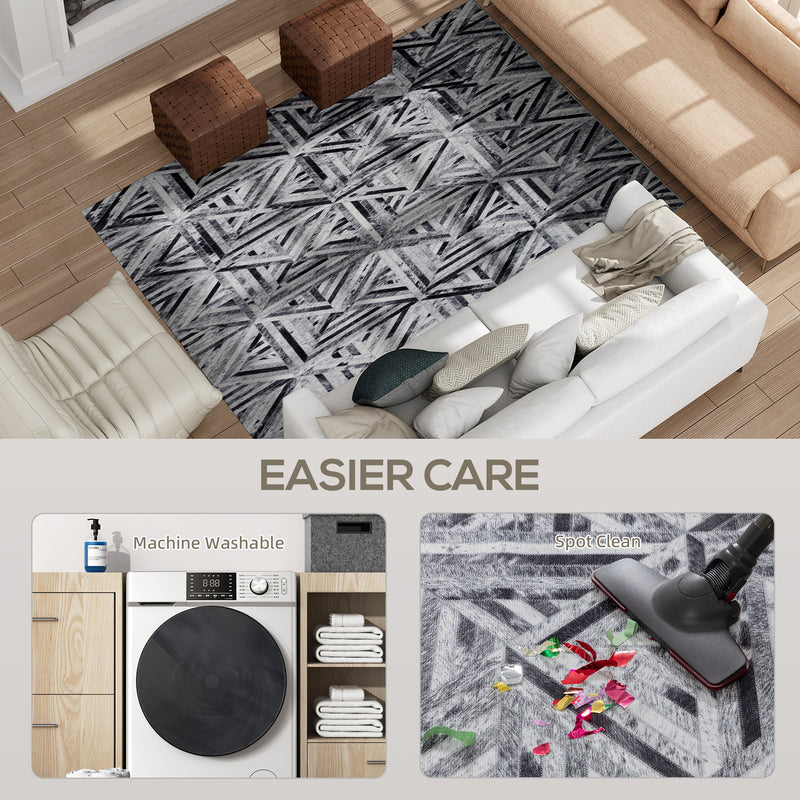 HOMCOM Non-Slip Washable Rug, Chenille Floor Carpet for Living Room,
