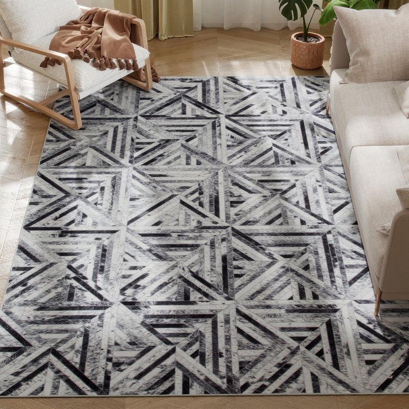 HOMCOM Non-Slip Washable Rug, Chenille Floor Carpet for Living Room,