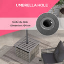 Outsunny Outdoor Rattan Coffee Table W/ Umbrella Hole Fit For Garden