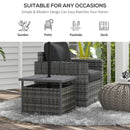 Outsunny Outdoor Rattan Coffee Table W/ Umbrella Hole Fit For Garden