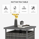 Outsunny Outdoor Rattan Coffee Table W/ Umbrella Hole Fit For Garden