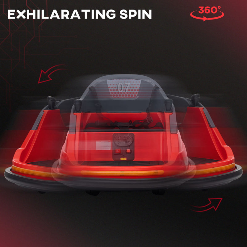 HOMCOM Kids Bumper Car w/ 360-Degree Rotation Spin, Lights, Music - Red