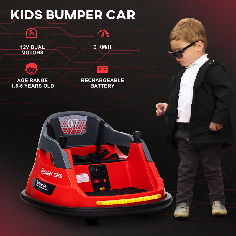 HOMCOM Kids Bumper Car w/ 360-Degree Rotation Spin, Lights, Music - Red