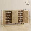 HOMCOM Bamboo Shoe Cabinet with Louvered Doors 18 Pairs Shoe Storage Cabinet