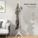 HOMCOM Coat Rack Bamboo Coat Stand With 8 Hooks For Handbags