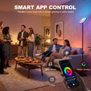 HOMCOM Uplighter Floor Lamp With Tuya App And Music Sync For Bedroom, Black