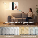 HOMCOM Uplighter Floor Lamp With Tuya App And Music Sync For Bedroom, Black