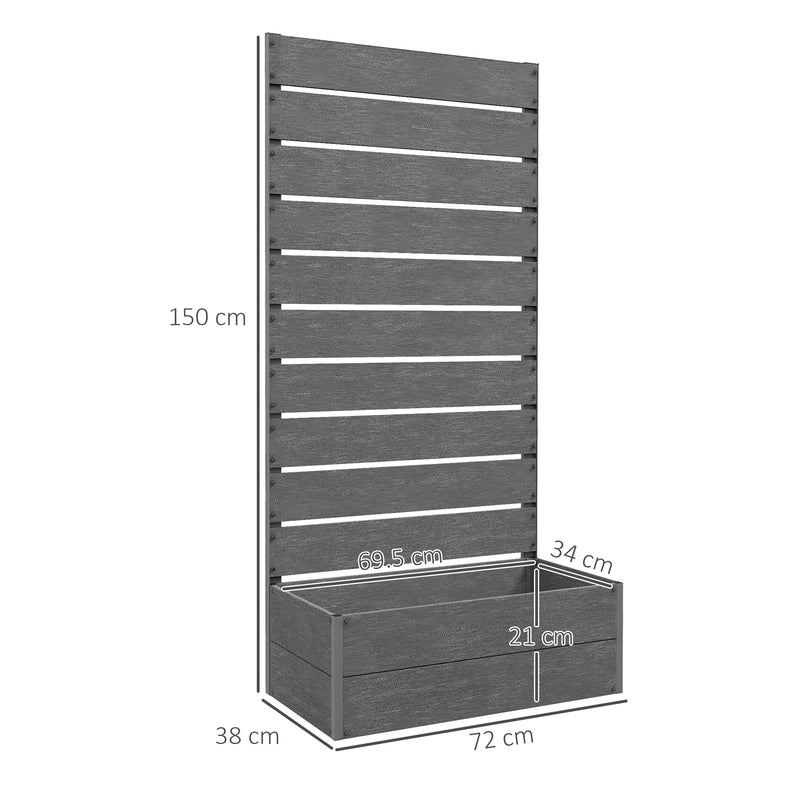 Outsunny Raised Garden Bed With Trellis And Drainage Hole, Planter Box - Brown/Grey
