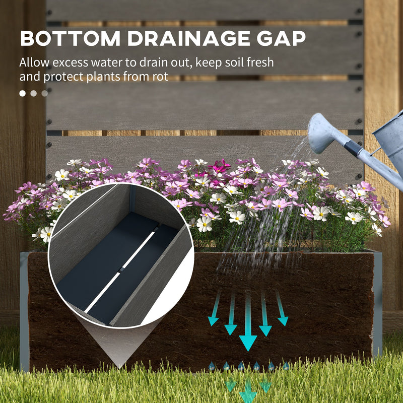 Outsunny Raised Garden Bed With Trellis And Drainage Hole, Planter Box - Brown/Grey