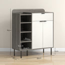 HOMCOM Hallway Shoe Cabinet With 3 Adjustable Shelves Graphite Wood Effect
