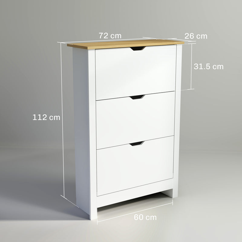 HOMCOM 18-Shoe Storage Cabinet 6 Shelves 3 Drawers Tabletop