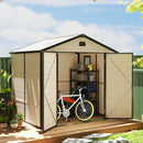 Outsunny 8 X 6ft Garden Shed Storage W/ Foundation Kit, Vents, Cream White