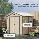 Outsunny 8 X 6ft Garden Shed Storage W/ Foundation Kit, Vents, Cream White