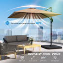 Outsunny 2.4 X 2.4 M Cantilever Parasol W/ Umbrella Weights, Khaki