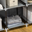 HOMCOM Fabric Portable Wardrobe with 8 Shelves 2 Hanging Rails