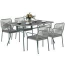 Outsunny 5 Piece PE Rattan Garden Dining Set with Cushions, Light Grey
