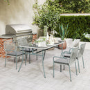 Outsunny 5 Piece PE Rattan Garden Dining Set with Cushions, Light Grey