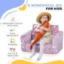 AIYAPLAY 2 In 1 Kids Folding Bed With Glow In The Dark Cosmic Design, Pink