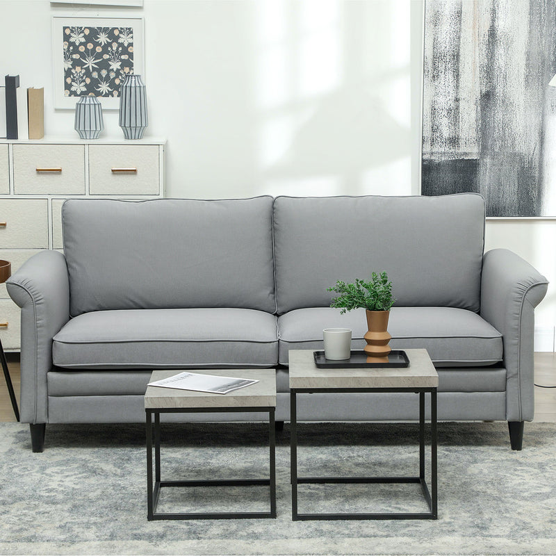 HOMCOM Modern 3 Seater Sofa for Living Room, Fabric Couch Settee