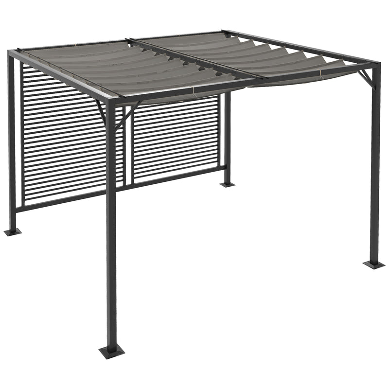 Outsunny Metal Pergola Patio Sun Shelter Grape Tent Retractable Canopy UV Cut