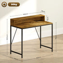 HOMCOM Computer Desk with LED Lights, Study Table with Shelf, Rustic Brown