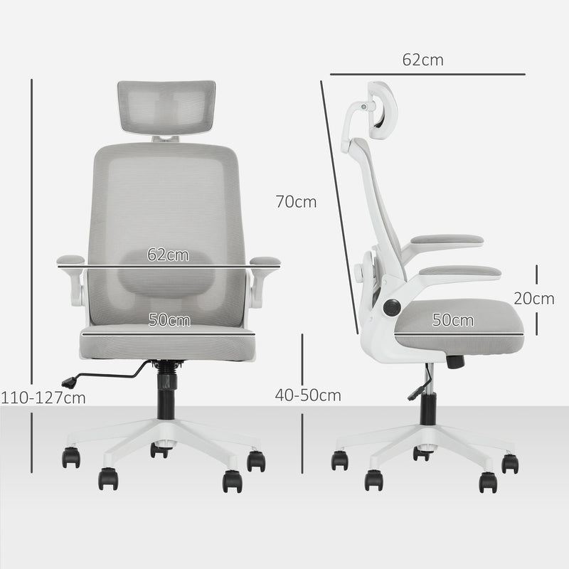HOMCOM Executive Mesh Office Chair with Headrest, Lumbar Support, Grey