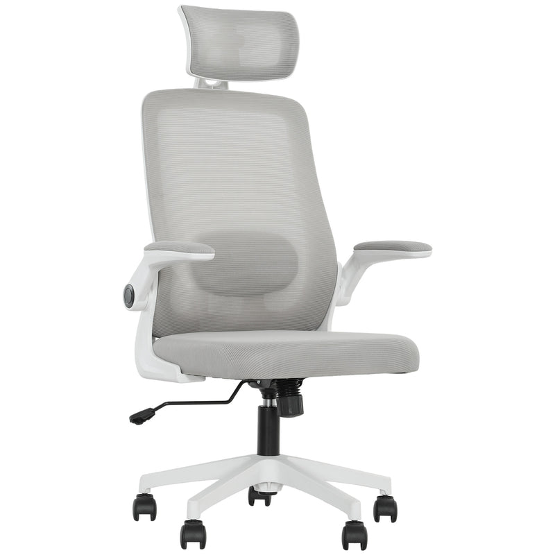 HOMCOM Executive Mesh Office Chair with Headrest, Lumbar Support, Grey