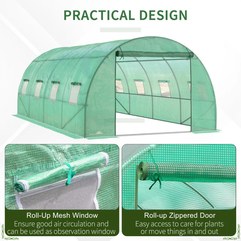 Outsunny Greenhouse Tunnel 6 x 3 m - Green