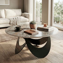 HOMCOM Coffee Table Sintered Stone Top Brown And Black