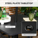 Outsunny Rattan Garden Dining Set for 4 with Cushions Umbrella Hole, Black