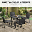 Outsunny Rattan Garden Dining Set for 4 with Cushions Umbrella Hole, Black