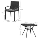 Outsunny Rattan Garden Dining Set for 4 with Cushions Umbrella Hole, Black